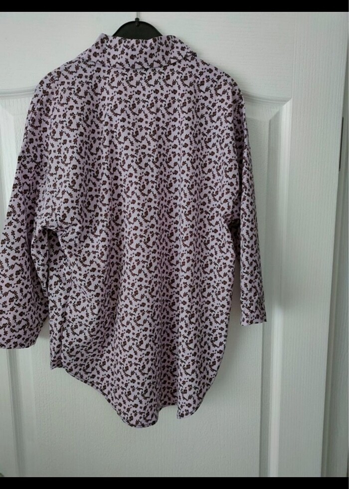 çiçek desenli oversize gömlek - Görsel 5