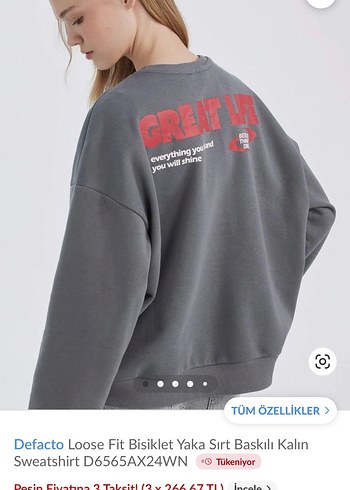 Gri Baskılı Oversize Sweatshirt - Görsel 3