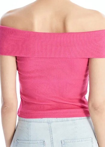 Pembe Kayık Yaka Straplez Bluz - Görsel 2