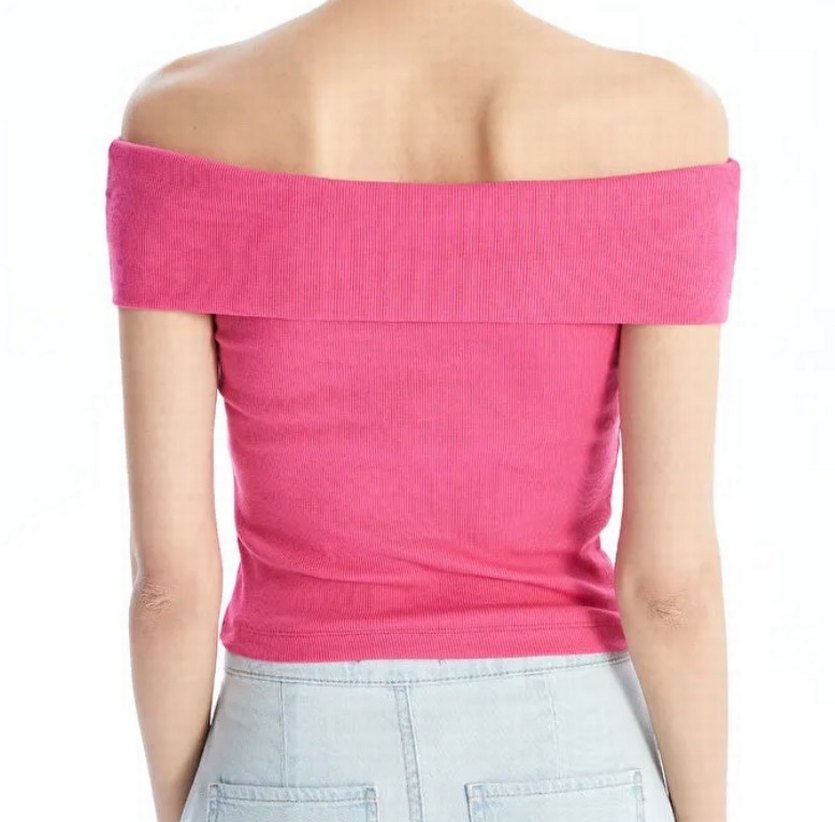 Pembe Kayık Yaka Straplez Bluz - Görsel 2