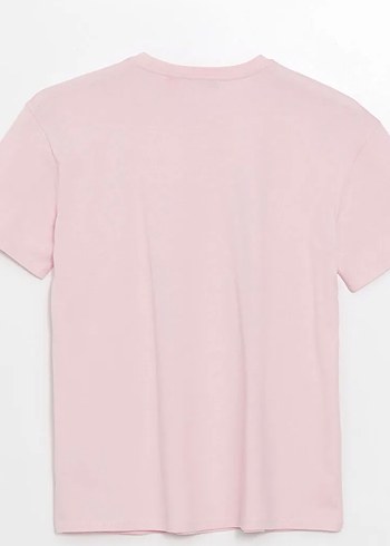 Pembe Baskılı Oversize Kadın Tişört - Görsel 3