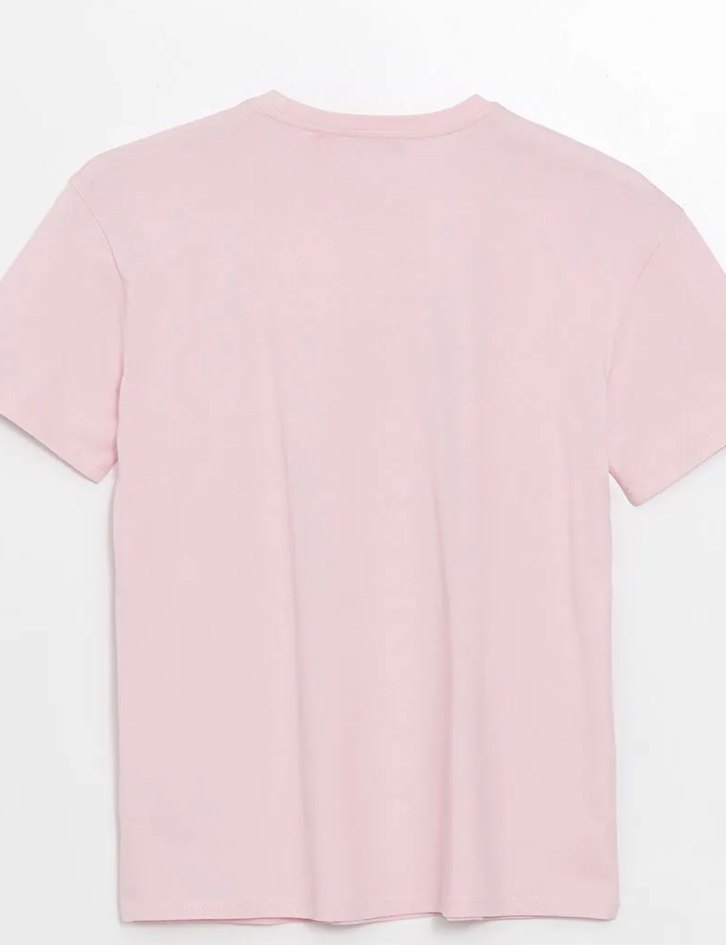 Pembe Baskılı Oversize Kadın Tişört - Görsel 3