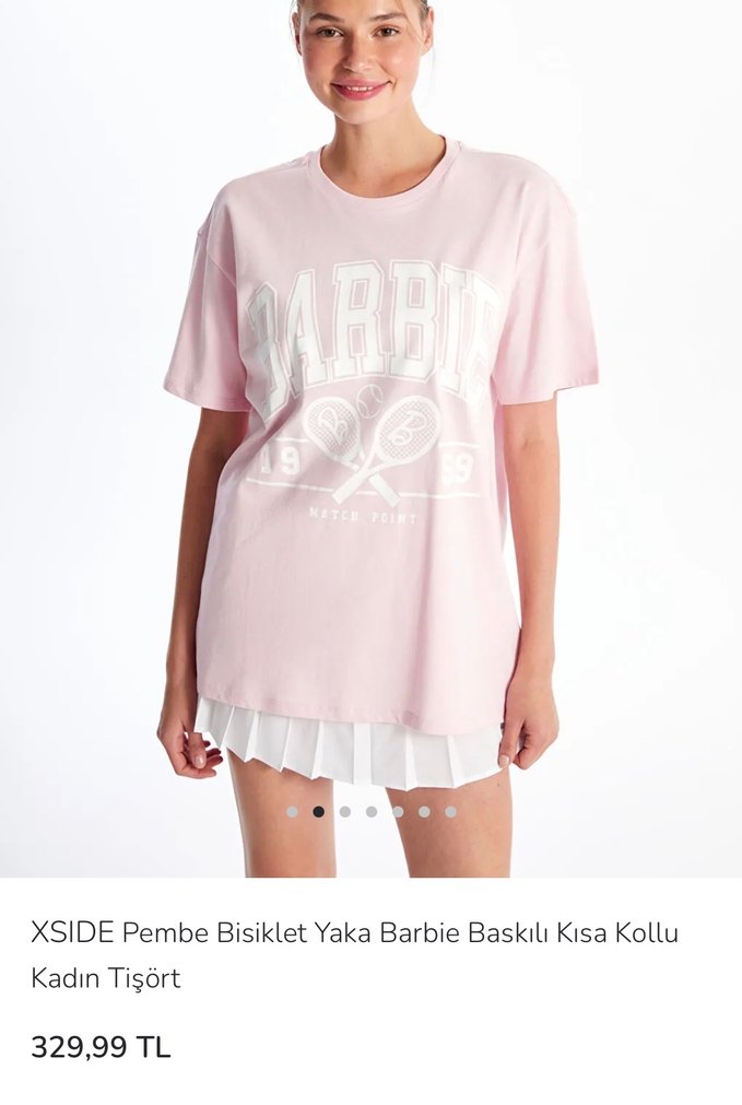 Pembe Baskılı Oversize Kadın Tişört - Görsel 4