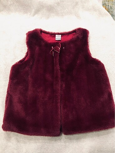 Peluş yelek bordo