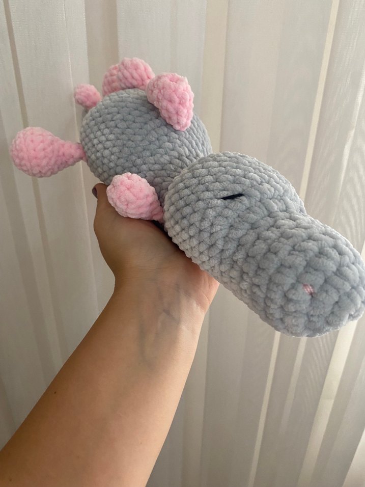 Gri ve Pembe Peluş Dinozor Oyuncak - Görsel 2