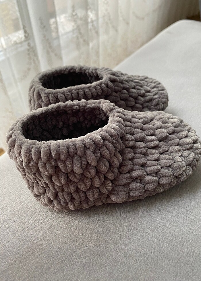 Kadife örgü bebek patiği - Görsel 3