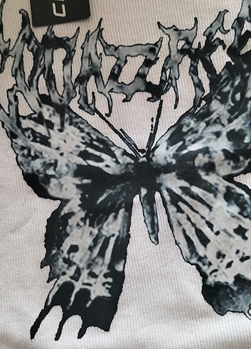 s Beden Gothic Kelebekli Crop