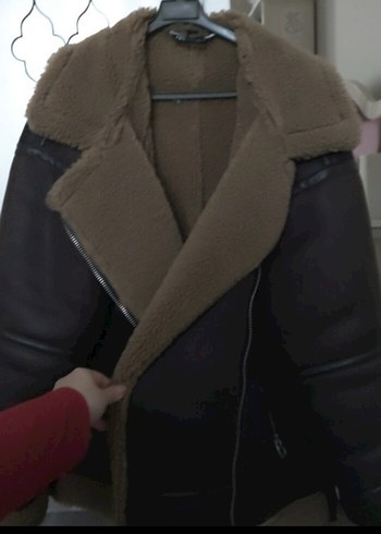 Kahverengi Kürklü Deri Biker Ceket - Görsel 10