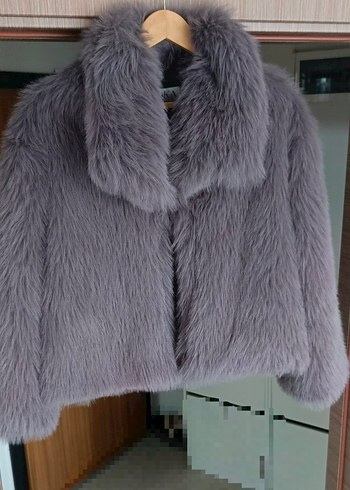 Gri Kadın Kürk Ceket - Görsel 5