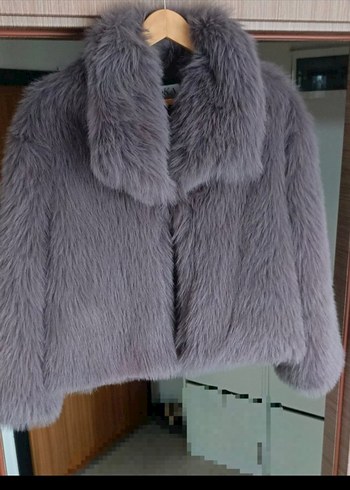 Gri Midi Kürk Detaylı Deri Kadın Mont - Görsel 4