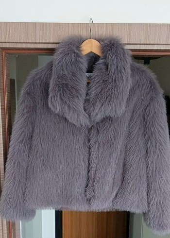 Gri Midi Kürk Detaylı Deri Kadın Mont - Görsel 3