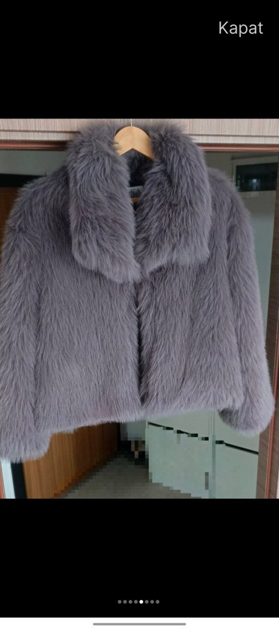 Gri Midi Kürk Detaylı Deri Kadın Mont - Görsel 4