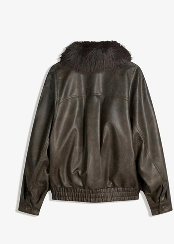 BERSHKA, SIFIR Deri Kürk Yakalı, Kadın Ceketi - Görsel 4