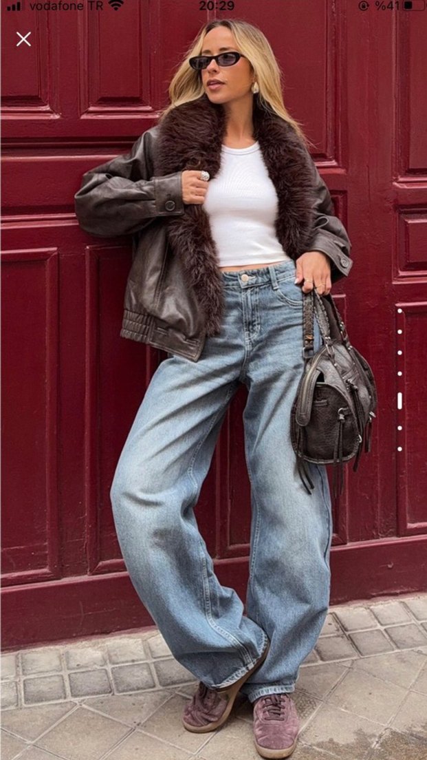 BERSHKA, SIFIR Deri Kürk Yakalı, Kadın Ceketi - Görsel 2