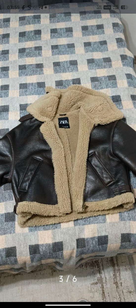 Kahverengi Kürklü Deri Kadın Ceket - Görsel 3