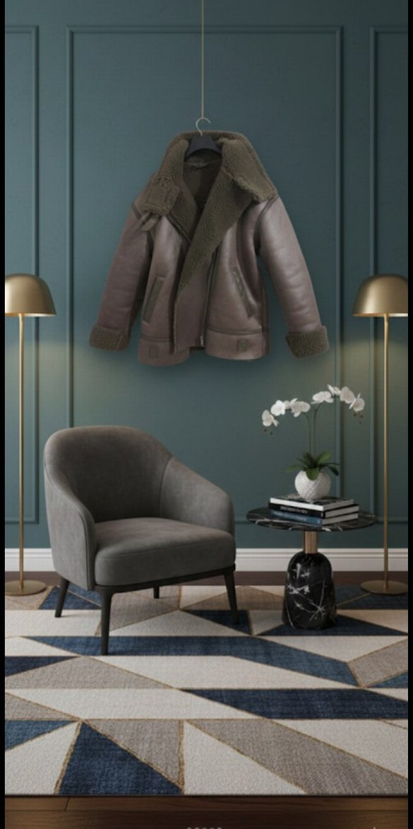 Kürklü Gri Deri Kadın Ceket - Görsel 2