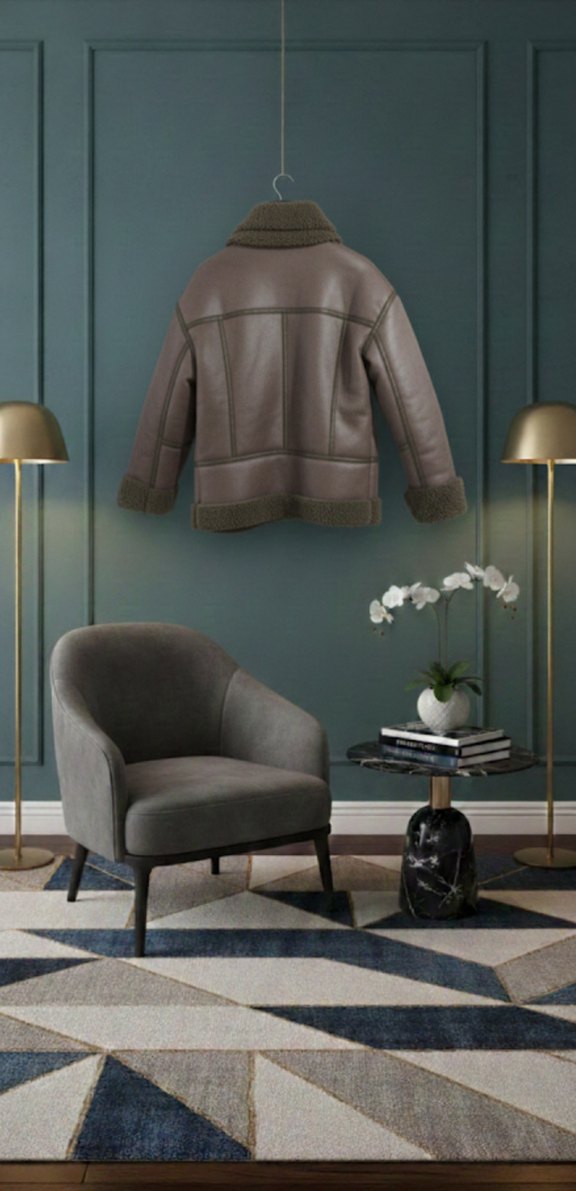 Kürklü Gri Deri Kadın Ceket - Görsel 3