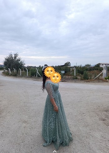 Abiye mint yeşili ağır abiye