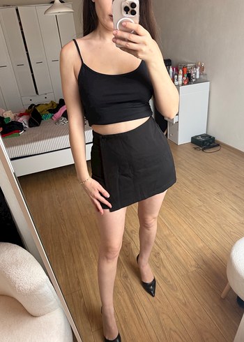 Düğmeli Gri Hamile Midi Etek - Görsel 3