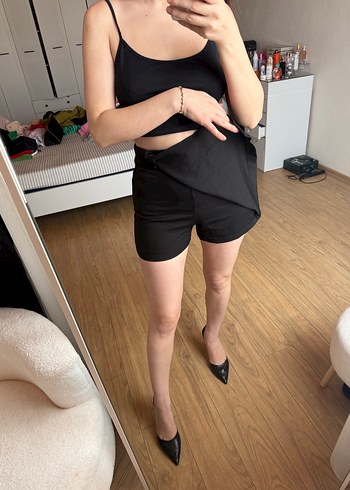 Düğmeli Gri Hamile Midi Etek - Görsel 2