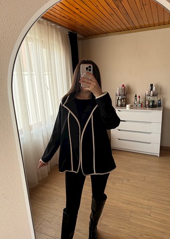 Siyah Rahat Hamile Midi Ceket - Görsel 3