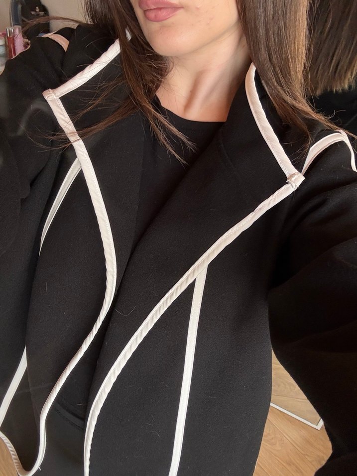 Siyah Rahat Hamile Midi Ceket - Görsel 4