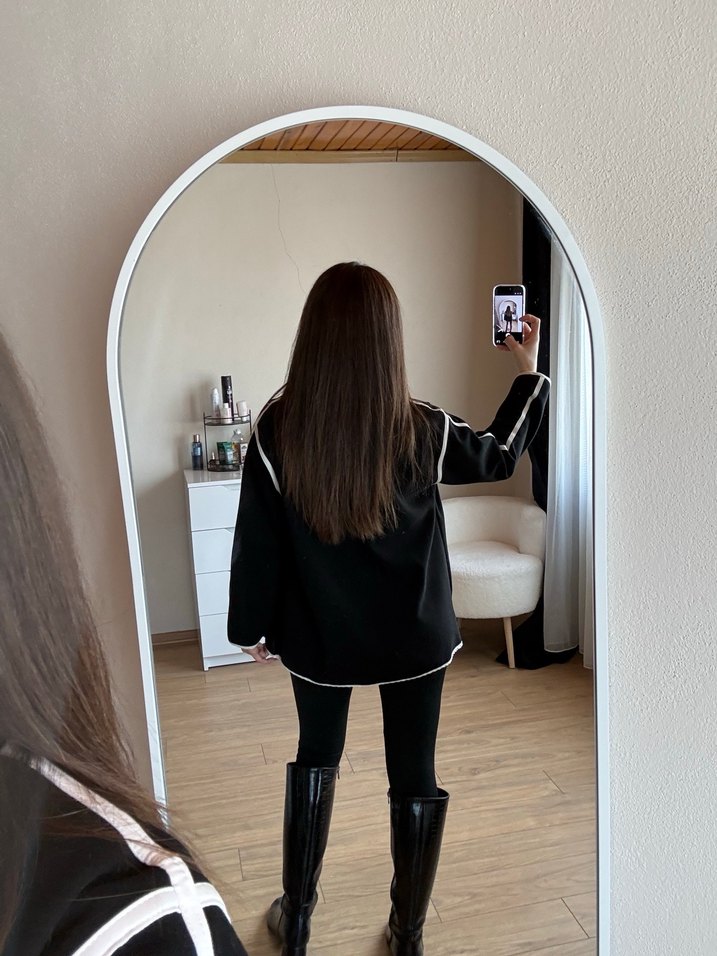 Siyah Rahat Hamile Midi Ceket - Görsel 5