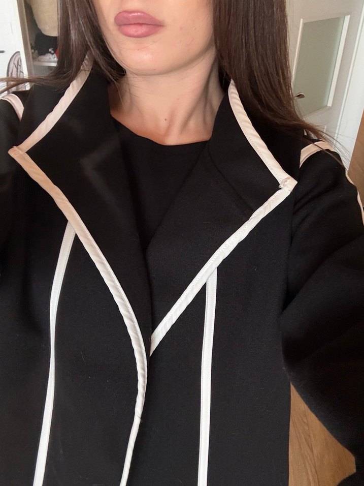 Siyah Rahat Hamile Midi Ceket - Görsel 2