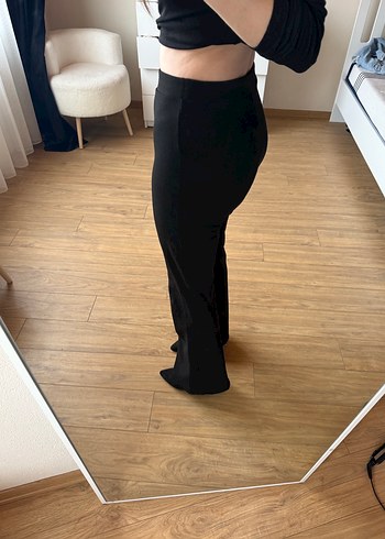 Siyah V Yaka Midi Hamile Pantolonu - Görsel 3