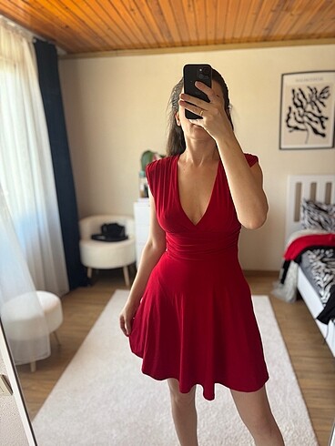 m Beden Kırmızı mini elbise