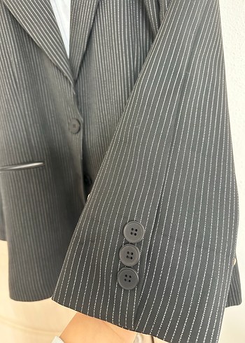 Gri Düğmeli Kadın Blazer Ceket - Görsel 2