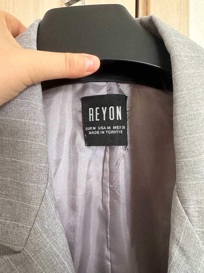 Gri Kadın Düğmeli Blazer Ceket - Görsel 3