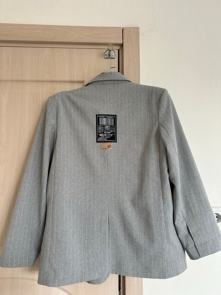 Gri Kadın Düğmeli Blazer Ceket - Görsel 2