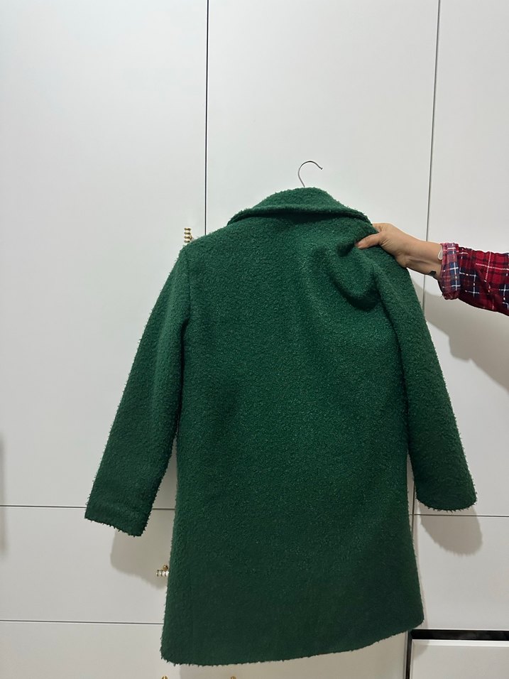 Düğmeli Yeşil Midi Kadın Kaban - Görsel 2