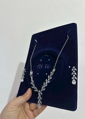 Zincir Detaylı Mavi Gelin Takısı Seti - Görsel 2