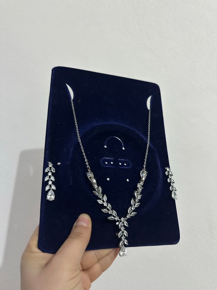 Zincir Detaylı Mavi Gelin Takısı Seti - Görsel 3