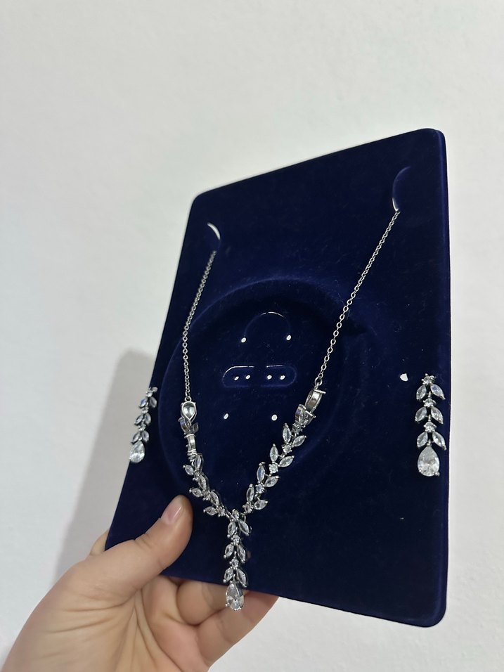 Zincir Detaylı Mavi Gelin Takısı Seti - Görsel 2