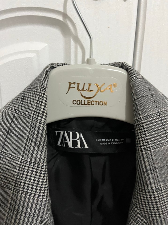 Gri Ekose Desenli Kadın Blazer Ceket - Görsel 3