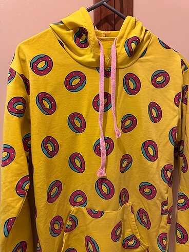 universal Beden Donut baskılı sarı sweatshirt