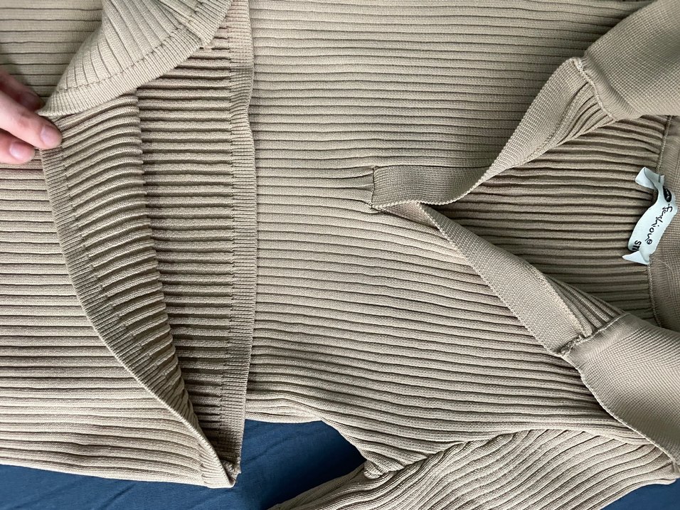 Bej Pliseli Uzun Kollu Kadın Kazak - Görsel 3