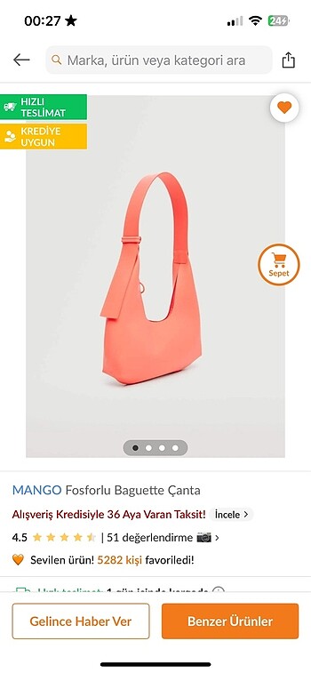 Mango Baget Çanta