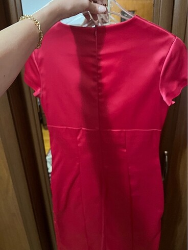 Saten kısa abiye elbise - Görsel 5