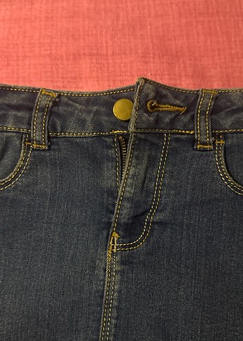 Düğmeli Koyu Kahverengi Denim Mini Etek - Görsel 2