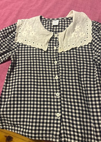 Nakışlı Yakalı Kız Çocuk Bluzu - Görsel 2