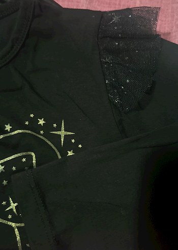 Kız Çocuk Siyah Deri Görünümlü Fırfırlı Elbise - Görsel 4