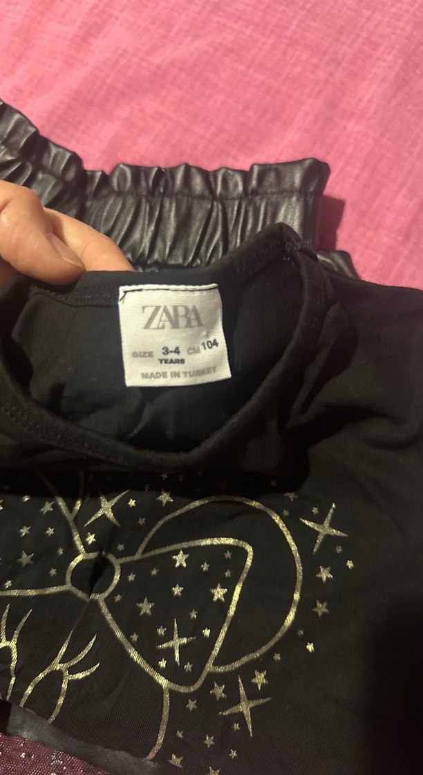 Kız Çocuk Siyah Deri Görünümlü Fırfırlı Elbise - Görsel 3