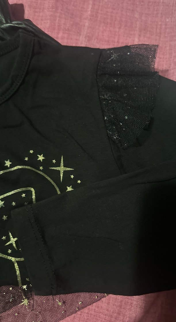 Kız Çocuk Siyah Deri Görünümlü Fırfırlı Elbise - Görsel 4