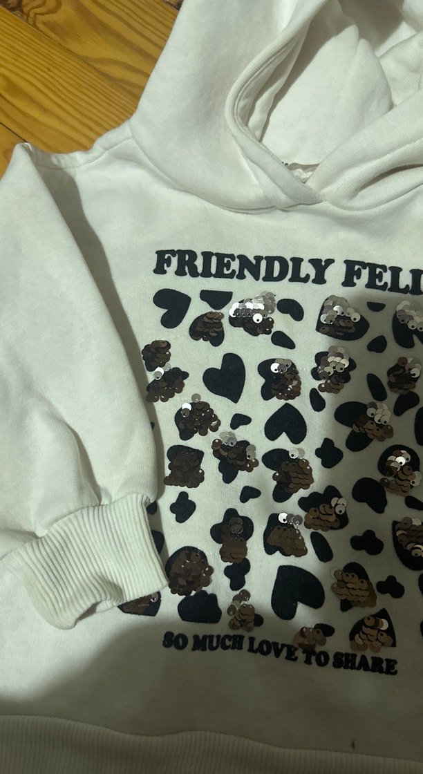 Kapüşonlu, Uzun Kollu Kız Sweatshirt - Görsel 3