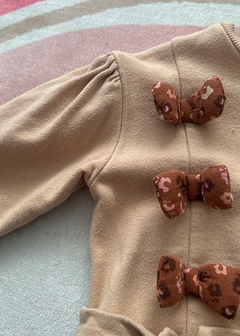 Kahverengi Uzun Kollu Kız Çocuk Elbise - Görsel 4