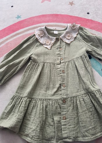 Nakışlı Kız müslin elbise - Görsel 2